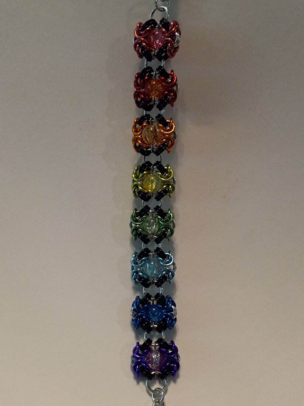 Rainbow Captured Byzantine chain mail bracelet